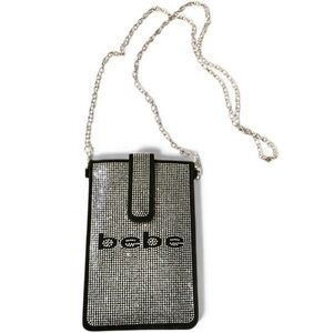 Bebe Silver and Black Blingy Phone Case with Silver Chain